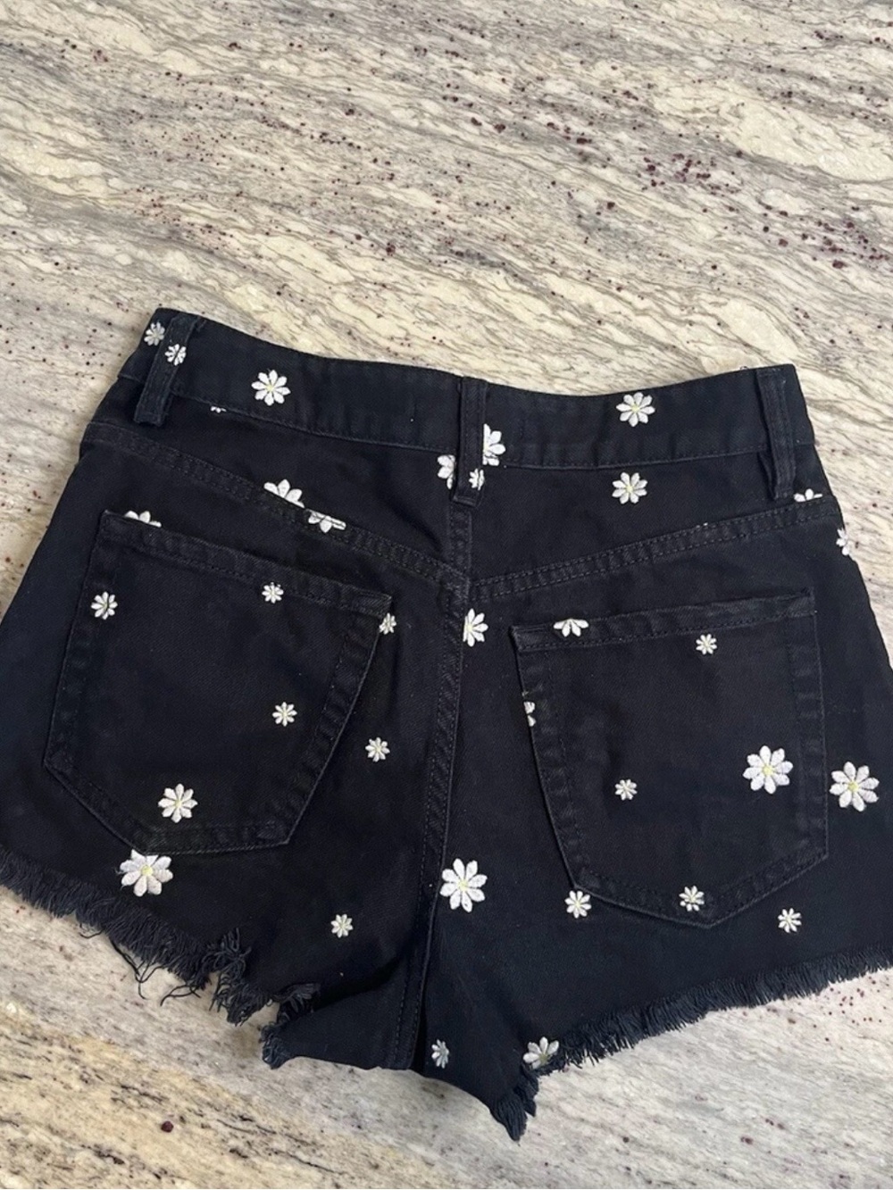 PacSun Black Daisy Embroidered Jean Shorts